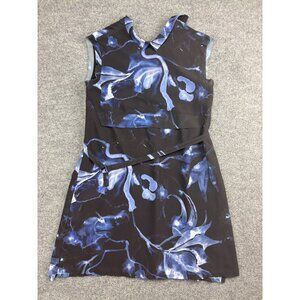 Diesel Dress Women's Small Blue Black Silky Sleeveless Belted Mini Lined